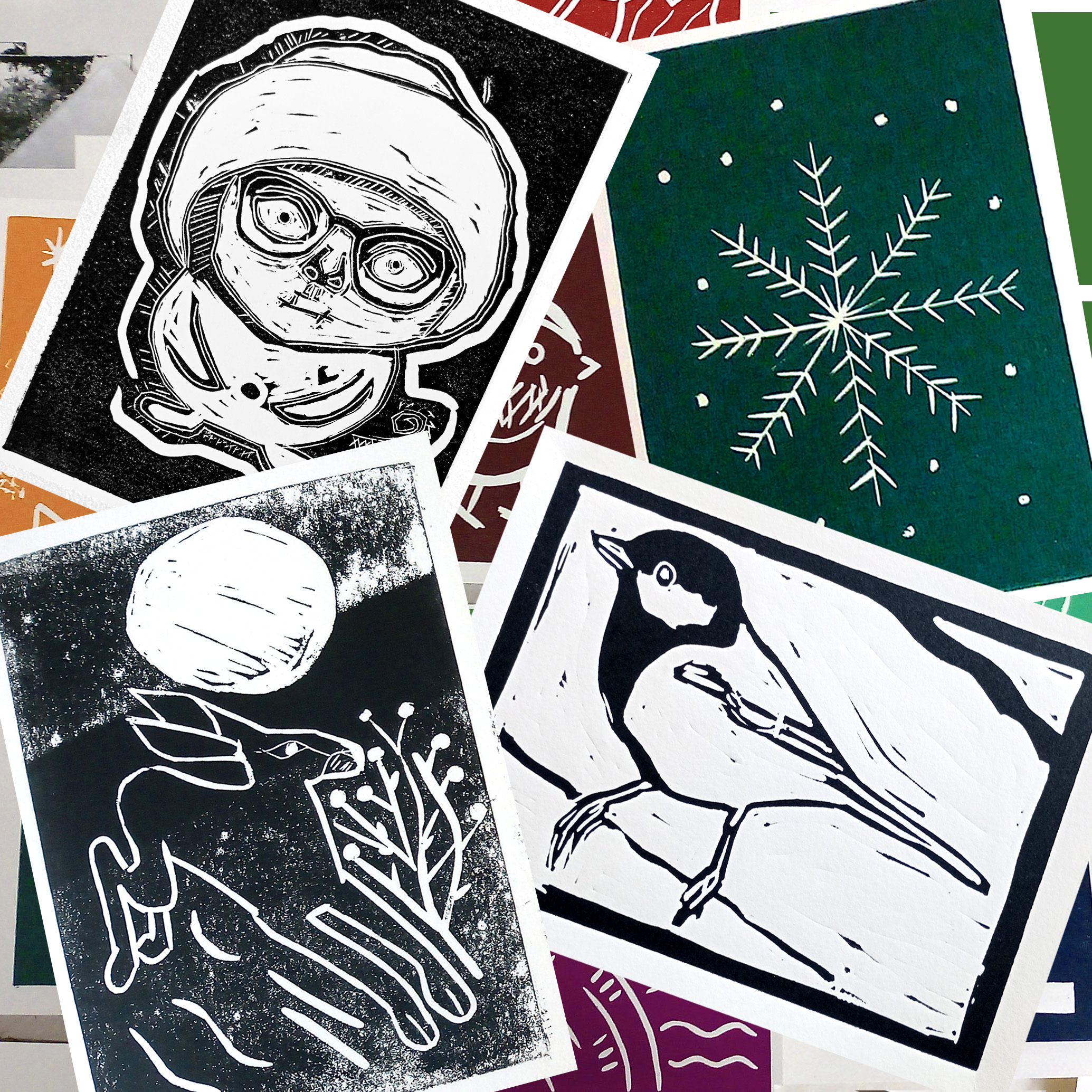Linocut Greeting Cards & Prints