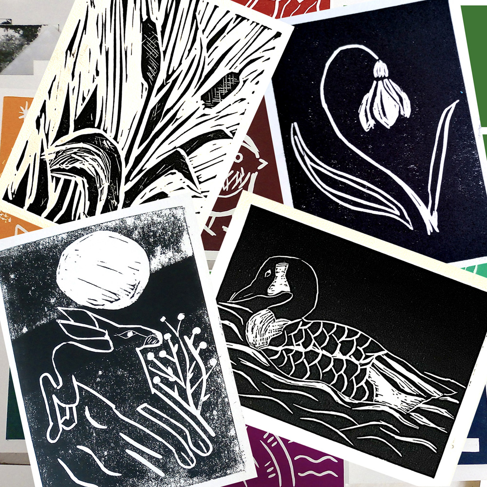 Linocut Greeting Cards & Prints